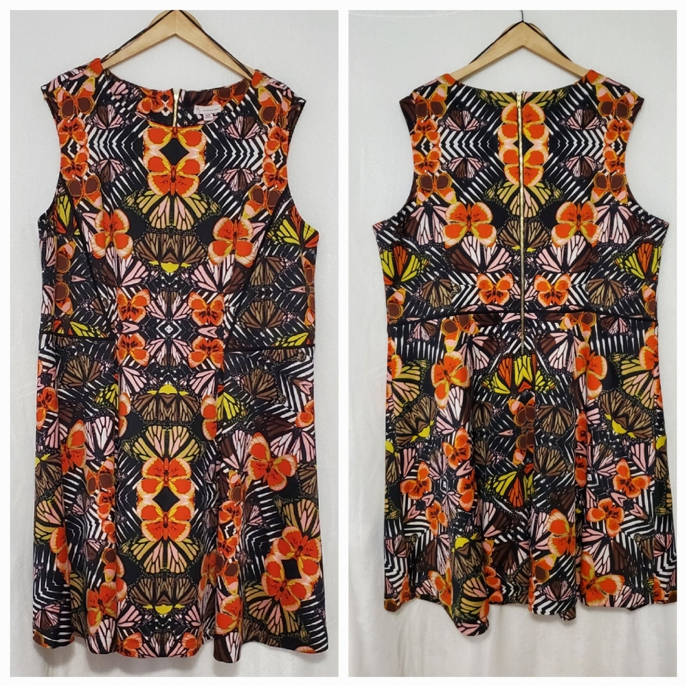Dress Barn db Sleeveless Geometric Butterfly Flare Dress Size 22W